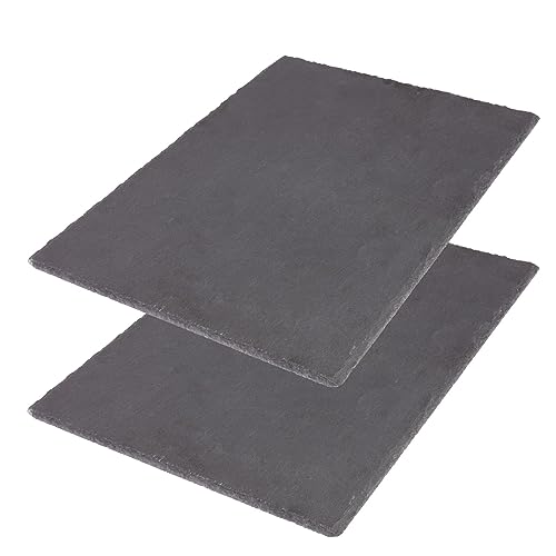 Westmark Naturschiefer-/Servierplatten, 2 St&uuml;ck, Rechteckig, Mit Kratzschutz, Fl&auml;che: je 40 x 30 cm, Schiefer, Tapas + Friends, Anthrazit, 693422E3