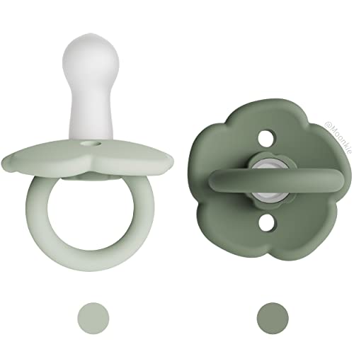 Image of Moonkie Pacifiers Set of 2 | One-Piece Design Baby Pacifier with Large Air Holes | BPA-Free Silicone | Safe for Babies 0-6 Months