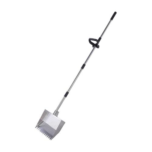 Qcwwy Metalowa Szufelka do śmieci, Wytrzymała Szufelka do Odchodów z Kurczaka ze Stali Nierdzewnej z Regulowanym Uchwytem Skutecznego Sprzątania Nieczystości w Kurnikach i Ogrodach