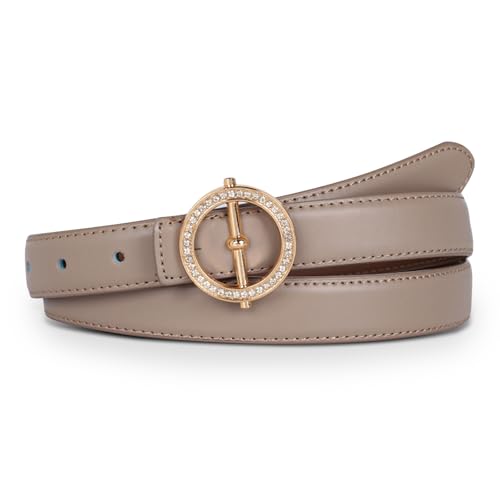 Image of Women's Fashion Classic Metal Buckle Leather Belt with Jeans Dress
