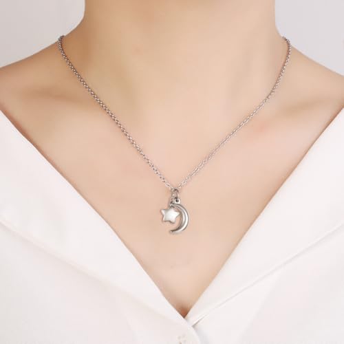 Moon Star Cremation Jewelry For Human Ashes Stainless Steel Memorial Urn Necklace Keepsake Sympathy For Women Mom2