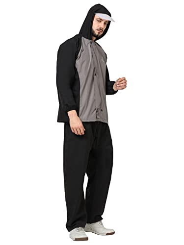 Image of FabSeasons Lightweight Waterproof Raincoat set of Top & Bottom for Men's, with hood & Reflector at back