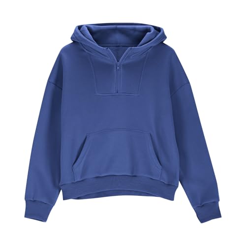 Girls Half Zip Fleece Sweatshirts Trendy Long Sleeve Crop Pullover Hoodies Outdoor Sports Hoodie with Thumb Hole4