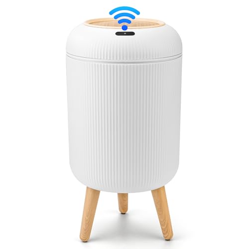Comparison: Best Trash Cans For Bathrooms 10 Pukomc Smart Sensor Wastebasket, Convenient and Hygienic Easy to Use, Technology Sensor Waterproof Wastebasket Plastic Trash can for Kitchen, Bathroom, Bedroom, Living Room, Office and Outdoor