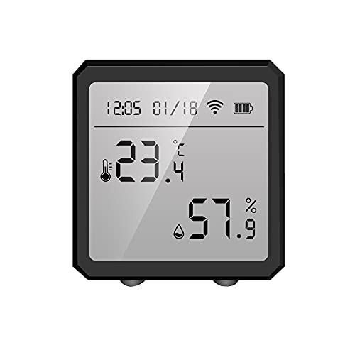 Kiboule Tuya Smart WiFi Sensor de Umidade de Temperatura Interno Higrômetro Termômetro APP Controle Remoto com Tela LCD T&H Sensor ℃/℉ Comutável Compatível com Alexa Google Home