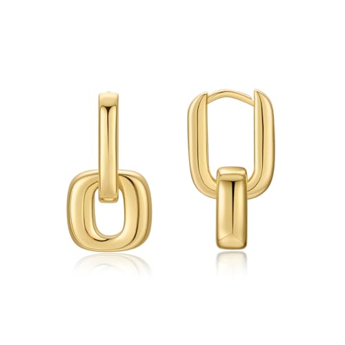 Image of FRUMOS 18K Gold Plated Chunky Hoop Earrings for Women Fashion Thick Gold Hoops Set Jewelry for Birthday Christmas Gifts