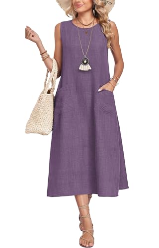 MOLERANI 2026 Summer Casual Sundress for Women Linen Flowy Beach Vacation Midi Dress...
