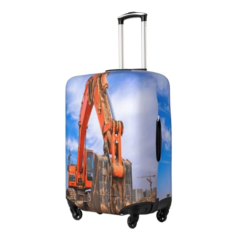 Excavator White Clouds Luggage Cover for Suitcase, Suitcase Cover Protector Fit 22-24 Inch Luggage Travel Accessories, M2