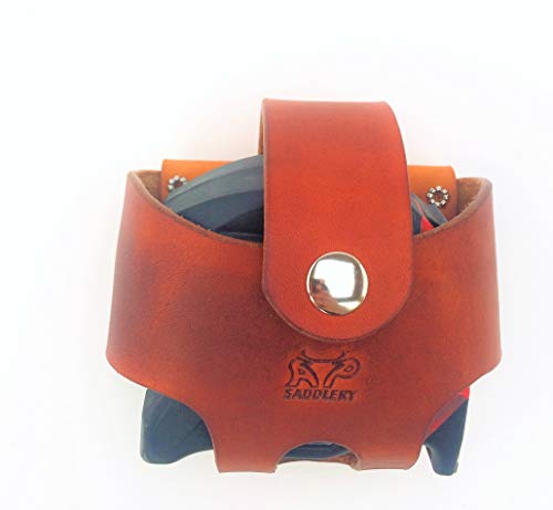 Basket Style Leather Tape Measure Holder by AP Saddlery (Saddle Tan)