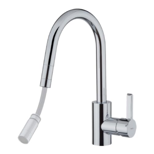 TEKA Grifo de Cocina Monomando, Caño Giratorio con Ducha Extraíble de 1 Posición, Cartucho de Discos Cerámicos, Latiguillos Flexibles 3/8”, Aireador Anticalcáreo, Modelo MTP 938