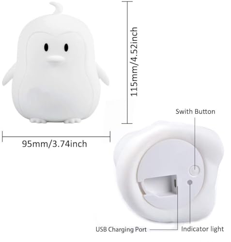 Image of Night Light for Kids Silicone Penguin Night Light 9 Colors Baby Light Bedside Lamp Rechargeable Remote LED Children Night Light for Toddlers /Boys /Girls /Adults /Bedroom /Bathroom /Outdoor