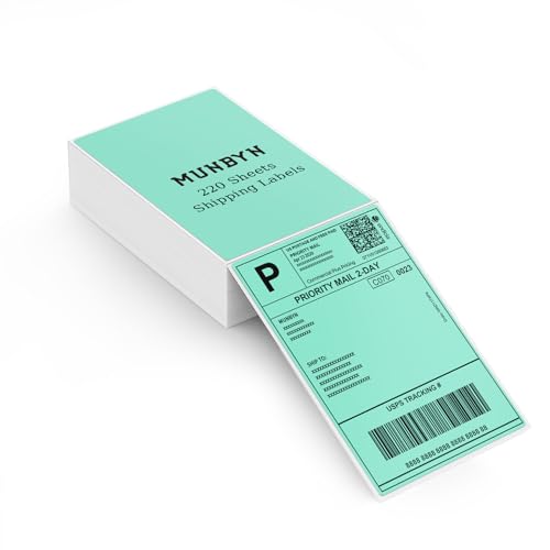 Image of MUNBYN 4x6 Green Thermal Labels for Shipping Boxes, 220 Sheets /Stack