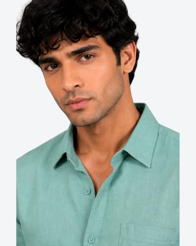 Image of Arvest Men's Solid Linen Casual Shirt | Regular Fit | Breathable | Full Sleeve