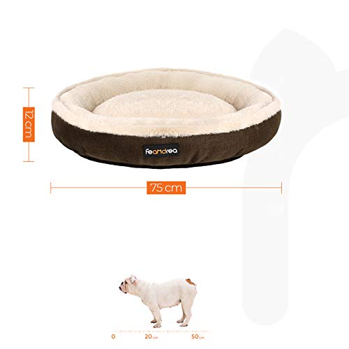 Feandrea Hundebett, Hundekorb, Katzenbett, Donut, Ø 75 cm, braun PGW075C01