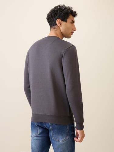 Image of Park Avenue Men Full Sleeve Slim Fit Solid Pattern Cotton Polyester Blend Regular Neck Regular Neck Casual Sweatshirt