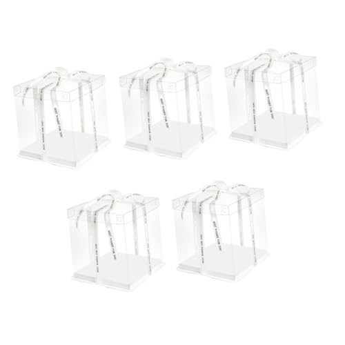 COLLBATH 5Pcs High Cake Box for Birthday Cake Transparent Single Layer Cake Container for Food Packaging and Cake Storage