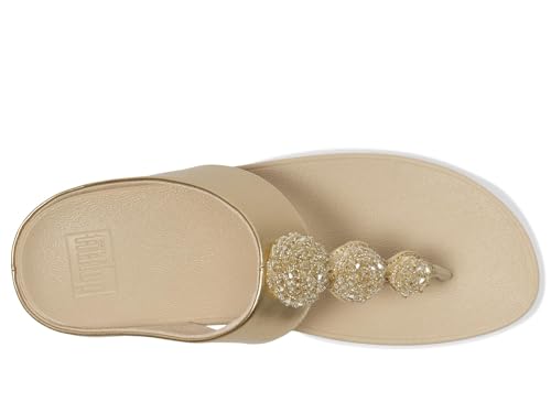Image of FitFlop Fino Beadie-Button Metallic Toe-Post Sandals | Casual Sandals
