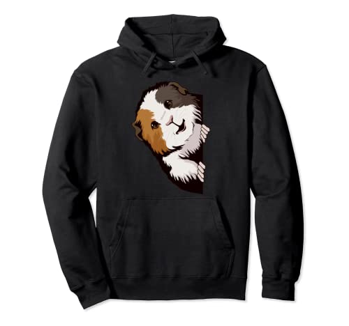 Guinea Pig Looking From The Side Cavy Clothes Guinea Pig Pullover Hoodie, Black