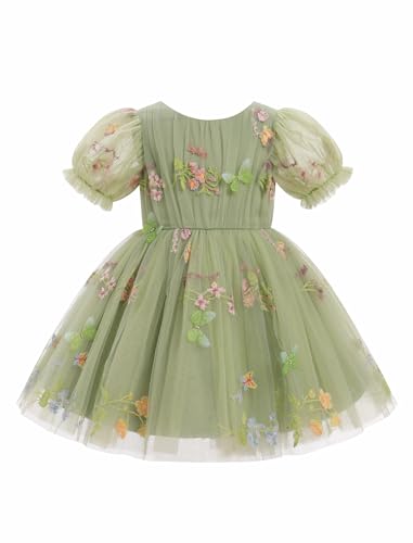 IBTOM CASTLE Toddler Baby Girl Birthday Dress Short Puff Sleeve Sequins Butterfly Tulle Tutu Formal Pageant Party Gown2