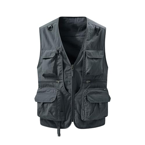 Veste d'extérieur grise idéale pour la pêche et la photographie en taille M