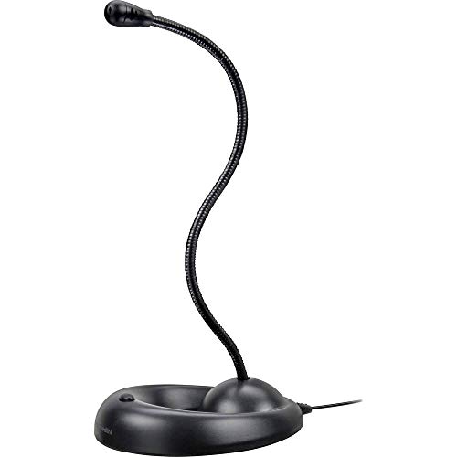 Speedlink LUCENT Flexible Desktop Microphone, Microfono da Tavolo per PC, 3.5mm, On/Off per Esclusione Microfono, Nero