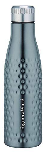 Image of Signoraware Aace Hammered Single Walled Stainless Steel Fridge Water Bottle, 1000ml, Multicolour, Set of 1