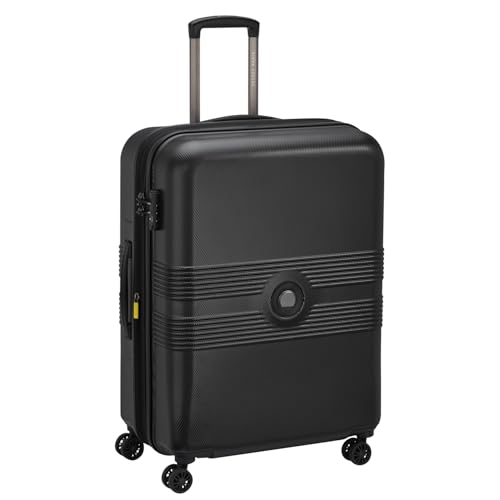 Image of DELSEY PARIS FLANERIE SE 55 cms Small Cabin Polycarbonate Hard Sided 8 Wheels and Expandable Spinner Suitcase /Trolley Bag for Travel with TSA Lock- Black