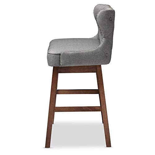 Baxton Studio Gradisca Banco para Bar Tapizado en Tela Gris Moderno y Contemporáneo miniatura 5