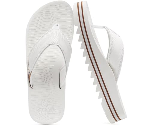 COFACE Mens Arch Support Flip Flops Yoga Mat Comfortable Thick Cushion Recovery Walking Thong Sandals Lightweight Slip On Summer Beach Slippers