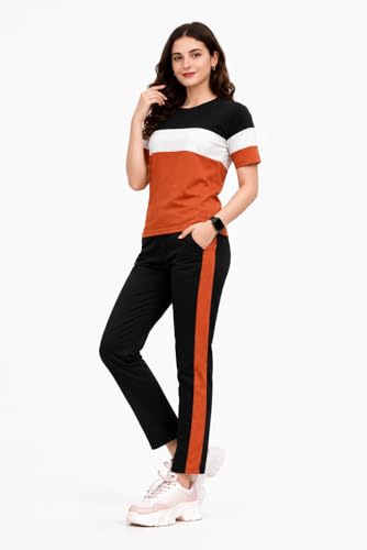 Image of Women's Co-Ord Set | Half Sleeve Round Neck T-Shirt with Matching Track Pants | Stylish Casual Lounge Wear, Travel Wear, Gym Wear & Daily Wear Outfit for Women