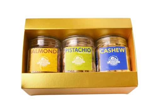 Image of Nature's Blend - Essential Nuts|Festive New|Pack of 3|100g Jar|Almond, Cashew, Pistachio Inshell Roasted|Soft Top