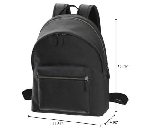 Image of COACH Charter Backpack in Refined Pebbled Leather, Black,