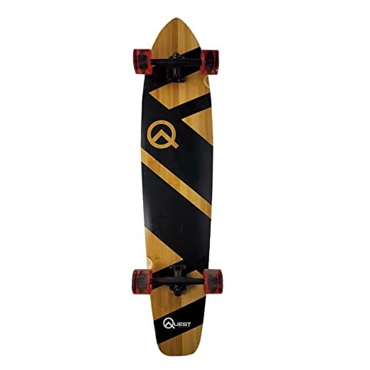 Quest QT-NSC44C The Super Cruiser The Original Artisan Bamboo and Maple 44" Longboard Skateboard,Black