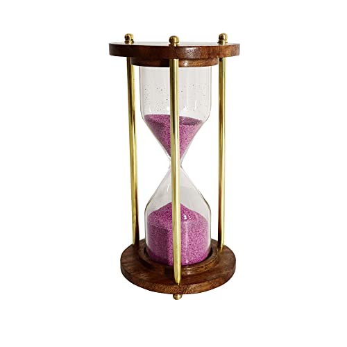 Image of 5 Minute Wooden Sand Timer | Purple Sand Color | Hourglass for Home & Kitchen Office Table Decoration Item | 6.5D x 6.5W x 12.5H cm | Gifts (Pack of 1)