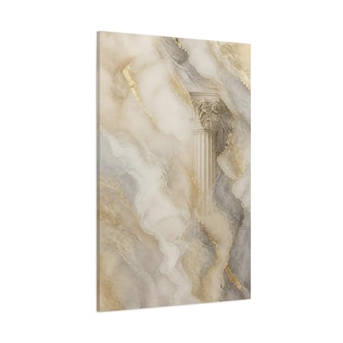 Toile abstraite architecturale beige : habillez un grand mur vide au-dessus du salon