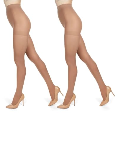 Image of MeMoi 2 Pack Perfectly Opaque Tights, Microfiber Control Top Tights, Comfortable and Lightweight - Sizes Extra Small to Q2