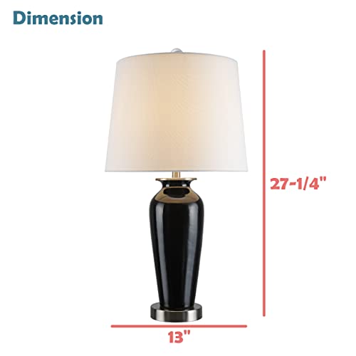 Lámpara de mesa Aspen Creative 25" H cuerpo cerámico negro base níquel miniatura 3