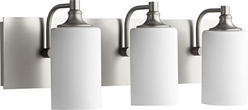 Quorum 5009-3-65 Transitional Three Light Vanity from Celeste Collection in Pewter, Nickel, Silver Finish,