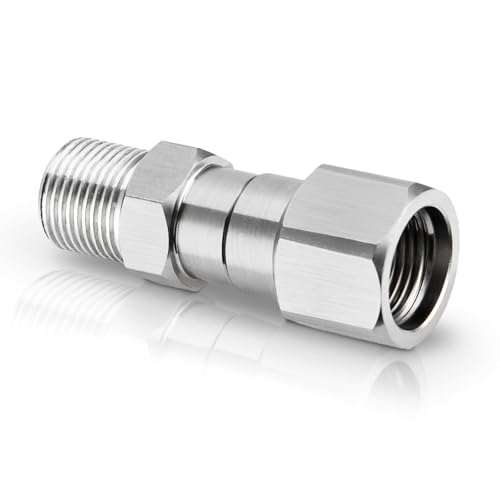 Pressure Washer Swivel Fitting 3/8 NPT Thread Fittings 3/8 Male to Female Adapter Stainless Steel 360 Degree Swivel Connector for Pressure Washer Gun & Hose 5000 PSI