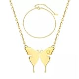 LYGXWJFC Mujer Chapado En Oro De 18 Quilates Letra Inicial Mariposa Colgante Collar Gargantilla Pulsera-O