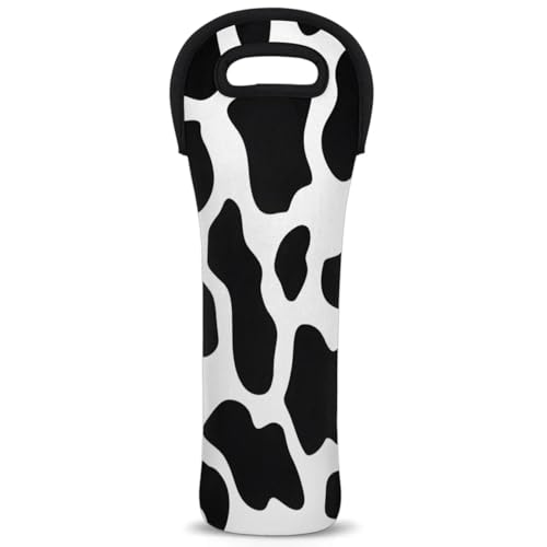 Neoprene Wine Tote Carrier Bag for Wine,Water, Champagne, Beer, Baby Bottles 15.6 x 5.1 Inches, Protective Wine Bag,Cow Texture