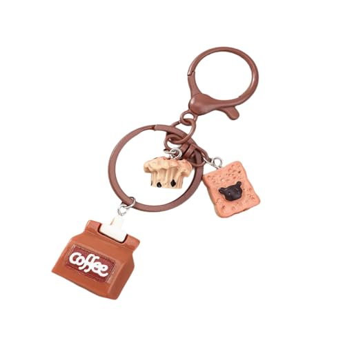 Artistic Coffee Machine Cake Keychain Alloy Construction Ornament Resin Detailing for Special Occasions Novelty Holder
