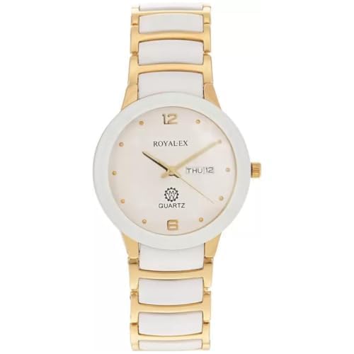 See full amazon price history chart for Royalex Watch | White Dial Day & Date Golden Ceramic Case and White Gold Ceramic Chain Analog Watch - for Men Watch20x Royalex Watch | White Dial Day & Date Golden Ceramic Case and White Gold Ceramic Chain Analog Watch - for Men Watch20x (B0D982V1VR) Amazon Price History, Amazon Price Tracker