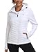 MoFiz Women's Lightweight Warm Jacket Running Insulated Windproof Fall Jackets Winter Hiking Hybrid Puffer Coat White 2XL