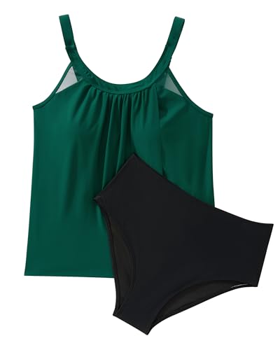 SUUKSESS Women Tummy Control Tankini Bathing Suit Ruffle High Waisted Swimsuit