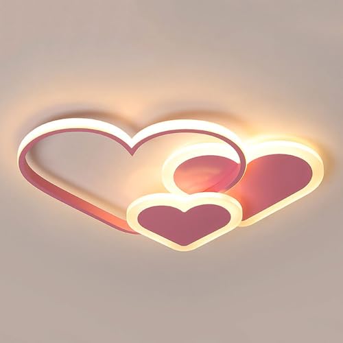 Lámpara de corazón para habitación infantil con luz regulable rosa