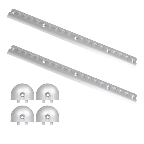 Potormotor 19.6inch Rounded L Track in Silver, 2Pcs L-Track Rail with 4 End Caps, Heavy Duty Aluminum Truck Bed Rail System Truck Bed Tie Down System for Motorcycles, ATVs