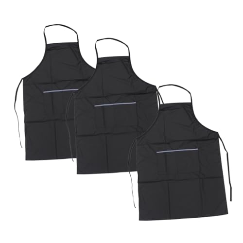 MOLUCKFU 3pcs Hairdressing Apron Barber Smock Apron with Pocket Hair Stylist Apron Sleeveless Apron Mens Aprons Apron for Men Cross Back Adjustable Apron Hair Styling Apron Black Polyester