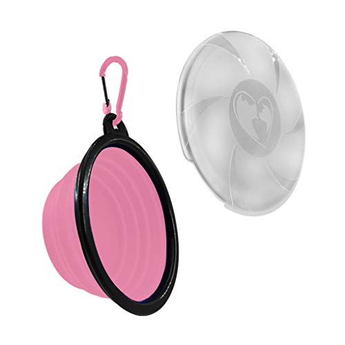 CHENGBEI Collapsible Pet Cat Dog Bowl with Lid Silicone Food Water Travel Dish Feeder Cup
