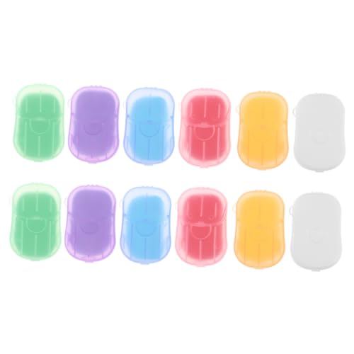 DECOMELODY 12 Cajas Cajas de Hojas de Jabón Portátil para Jabón Rodajas para Lavado de Manos Surtido de Rosa Leche Artemisa Naranja para Camping y Actividades